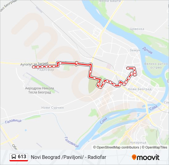 613 bus Line Map