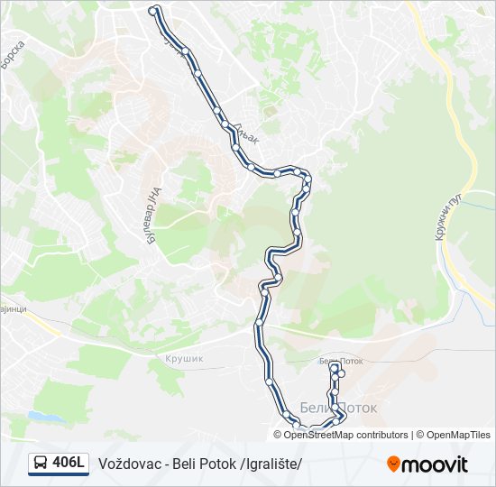 406L autobus mapa linije