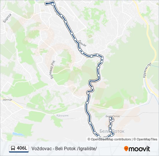 406L autobus mapa linije