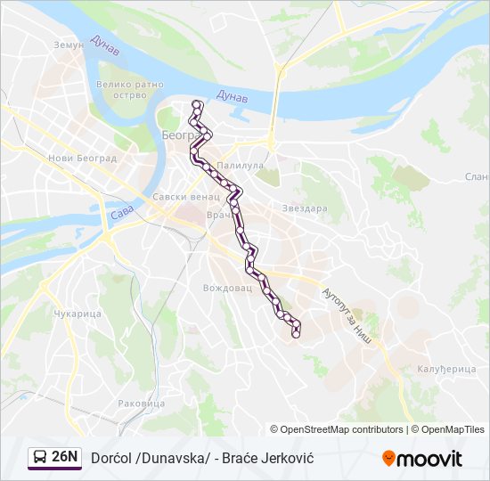 26N bus Line Map