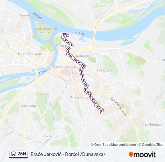 26N bus Line Map