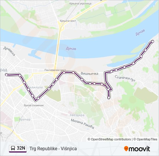 32N bus Line Map