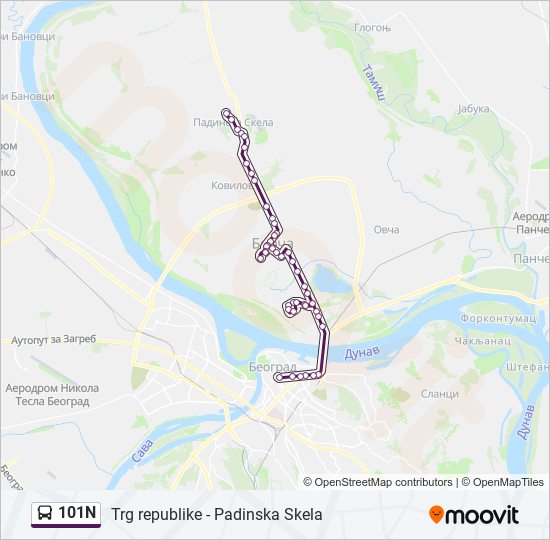 101N autobus mapa linije