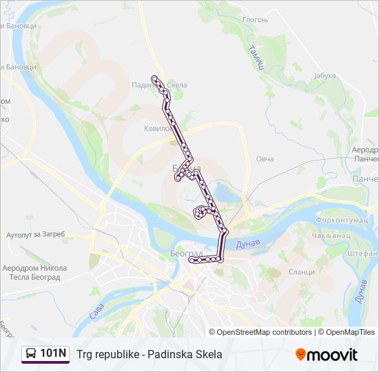 101N autobus mapa linije