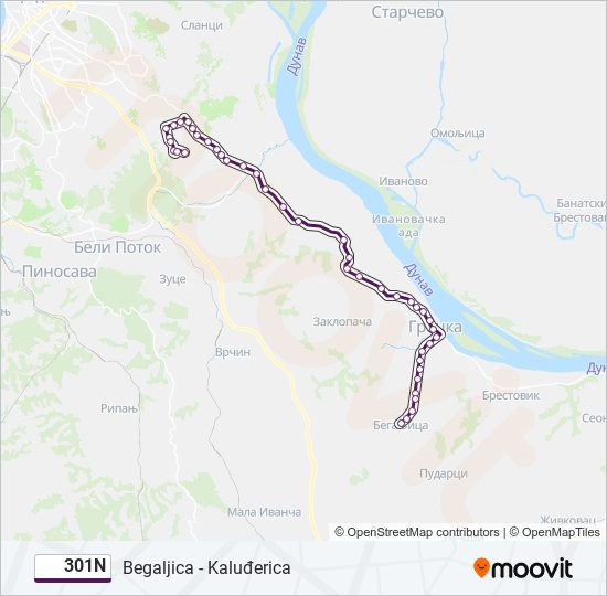 301N autobus mapa linije