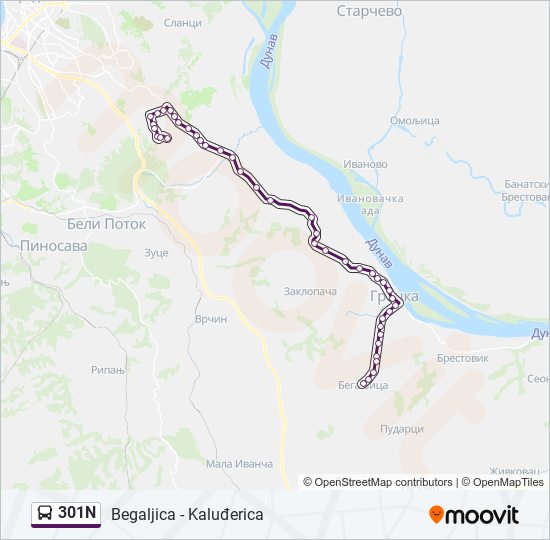 301N bus Line Map