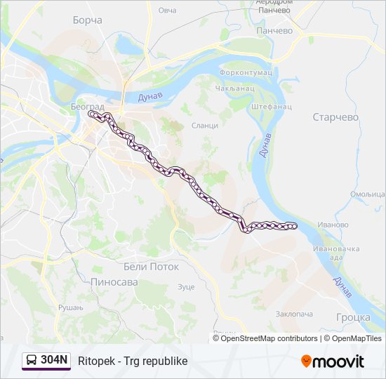 304N bus Line Map