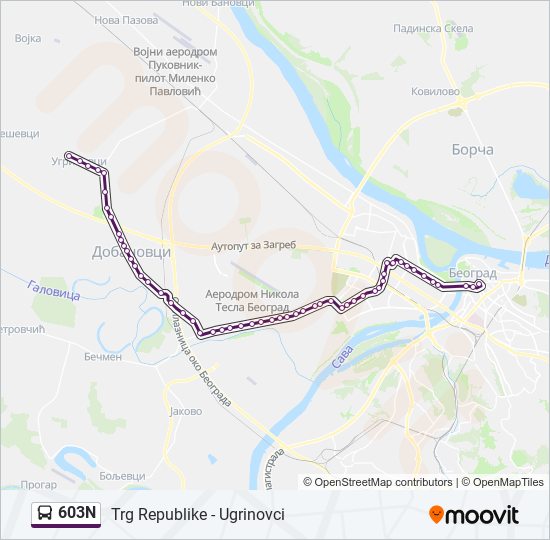 603N bus Line Map