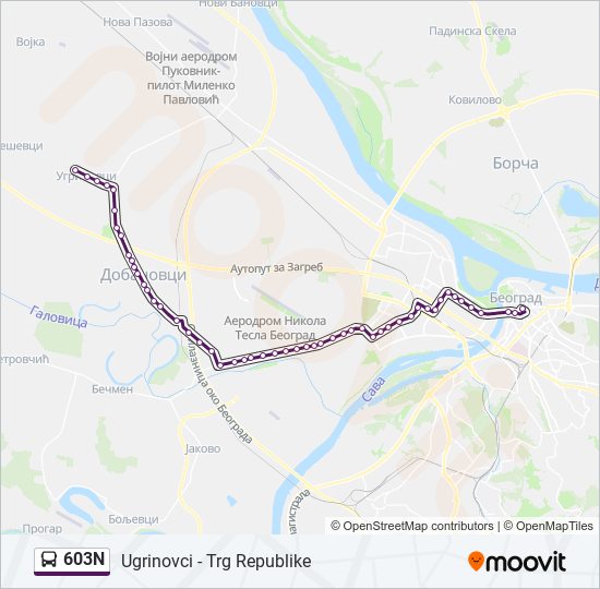 603N autobus mapa linije