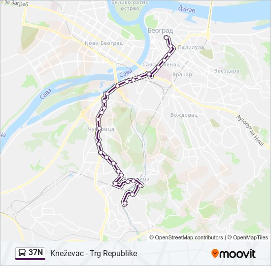 37N bus Line Map