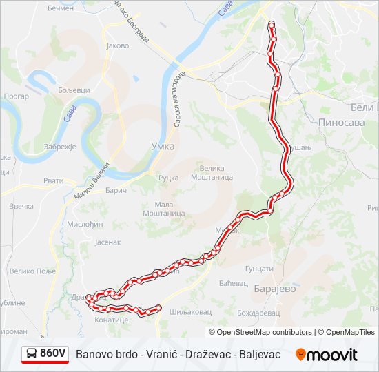 860v Route: Schedules, Stops & Maps - Baljevac /Nova Okretnica ...