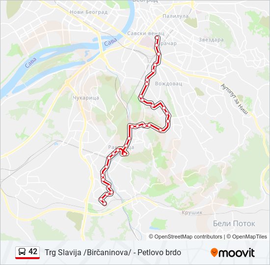 42 autobus mapa linije