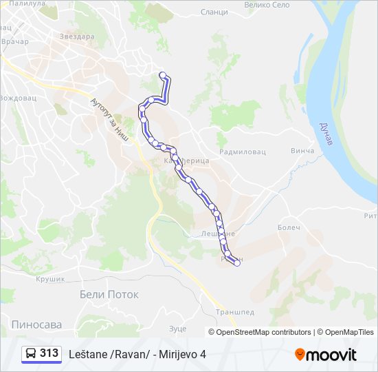 313 autobus mapa linije