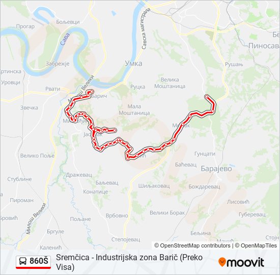 860Š autobus mapa linije