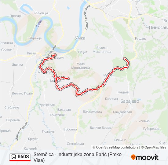 860Š autobus mapa linije