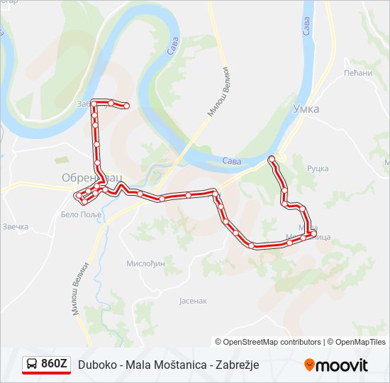 860Z bus Line Map