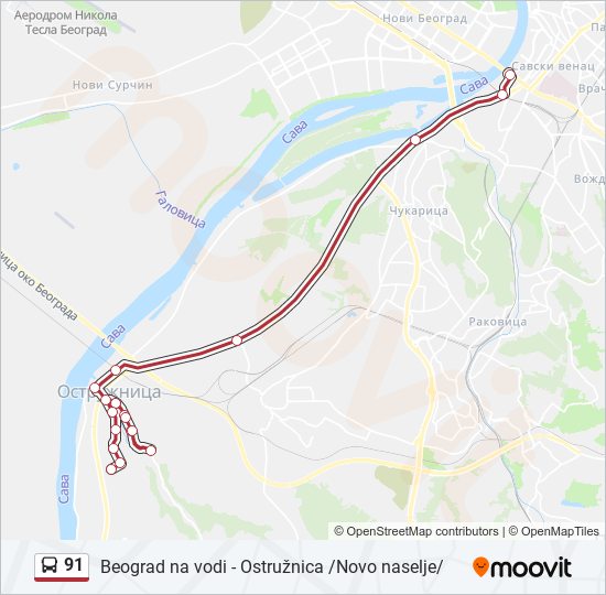 91 bus Line Map