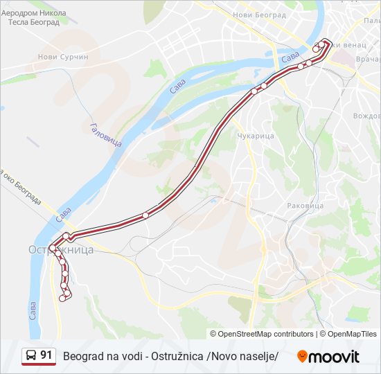 91 autobus mapa linije