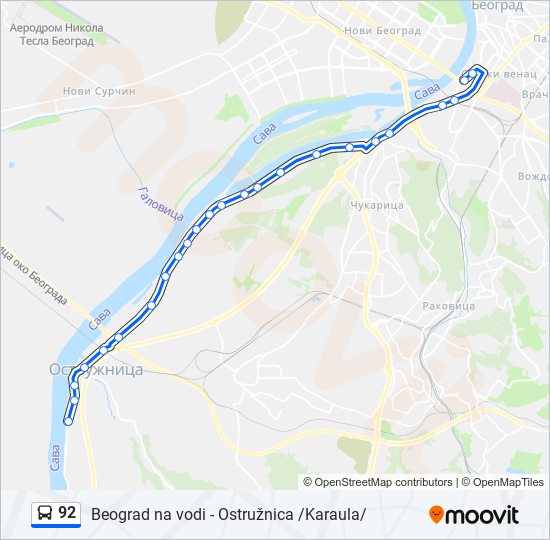 92 autobus mapa linije