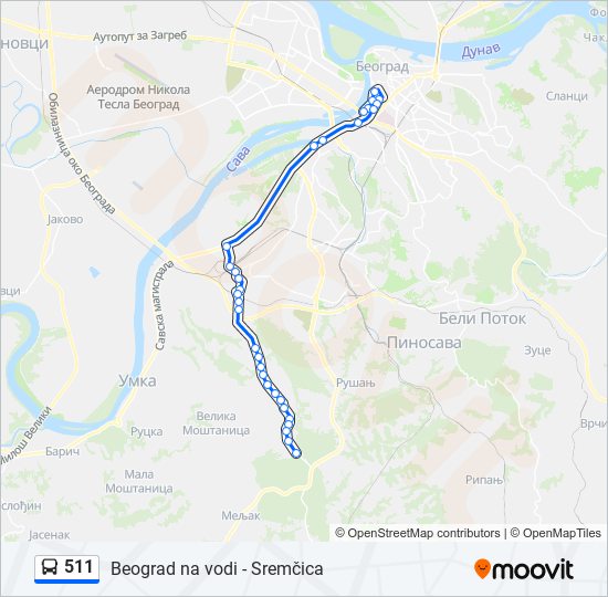 511 bus Line Map