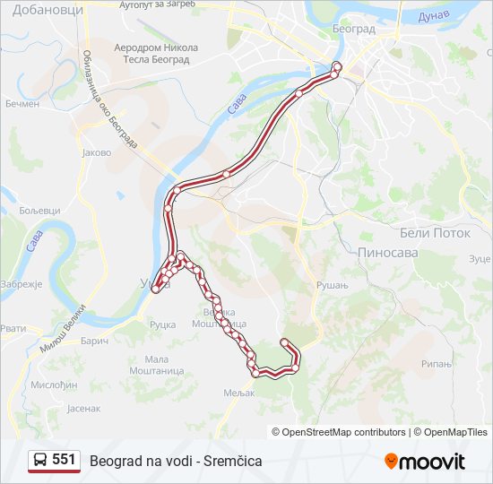 551 bus Line Map