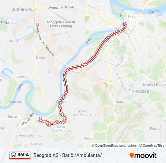 860A bus Line Map