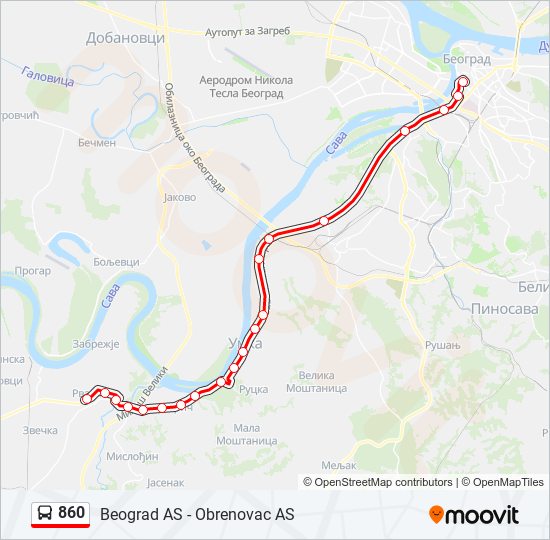 860 bus Line Map