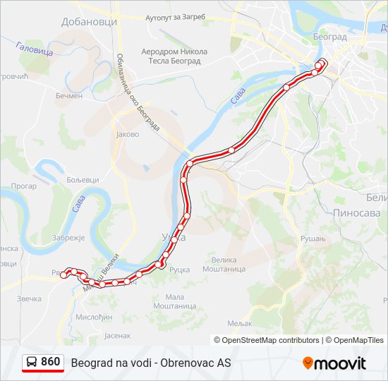 860 Trasa: Redovi Vožnje, Stajališta I Mape - Beogradska Autobuska ...