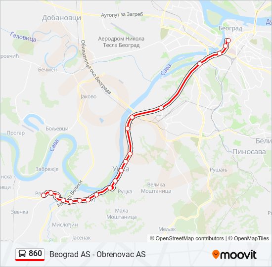 860 autobus mapa linije