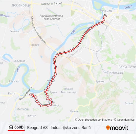 860B autobus mapa linije