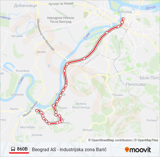 860B autobus mapa linije