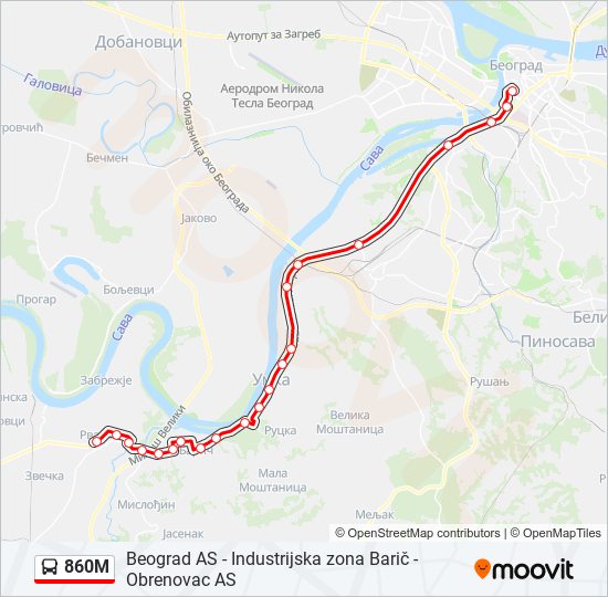 860M autobus mapa linije