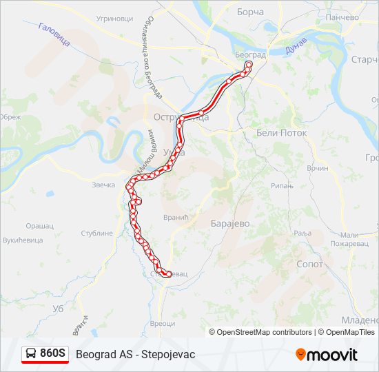 860S autobus mapa linije