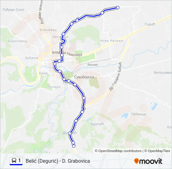 1 Bus Line Map