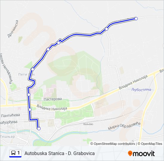 1 autobus mapa linije