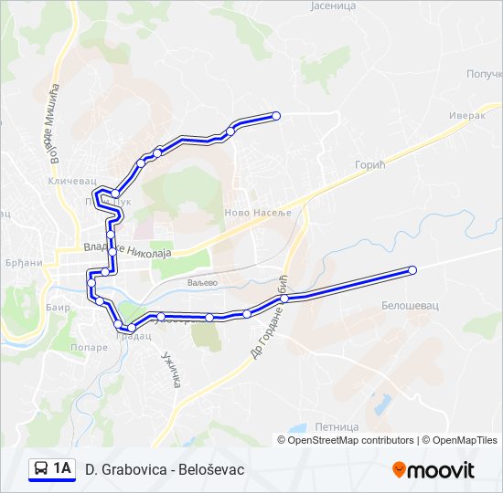 1A autobus mapa linije