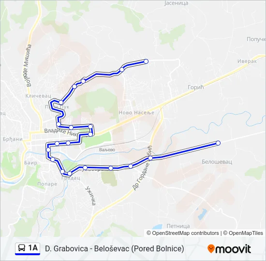 1A autobus mapa linije