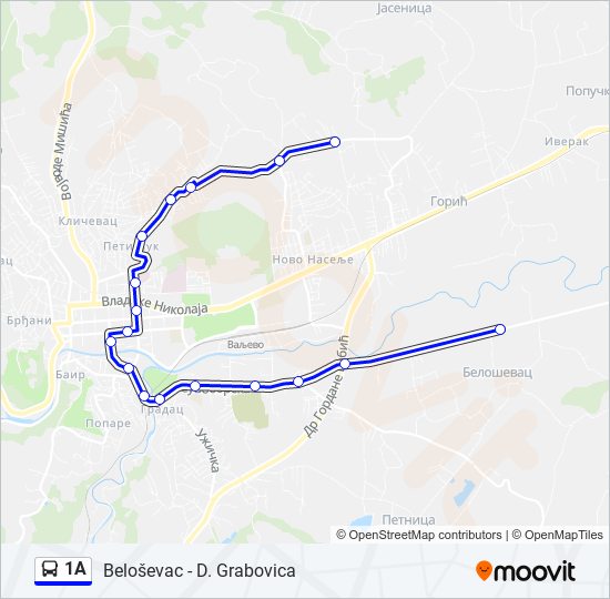 1A autobus mapa linije