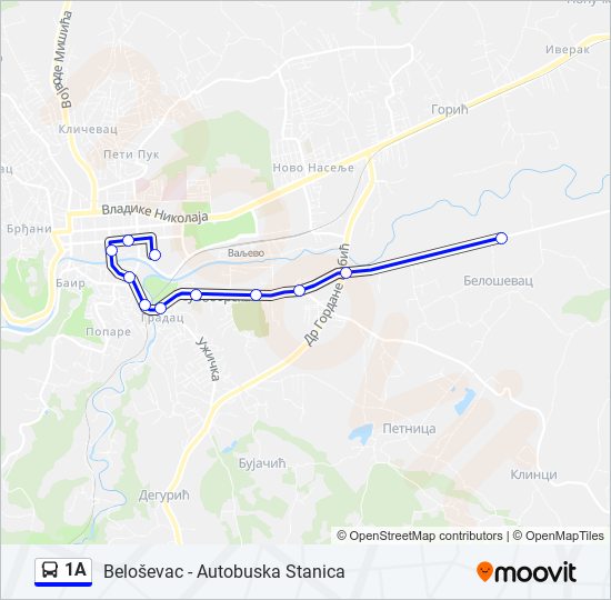 1A autobus mapa linije