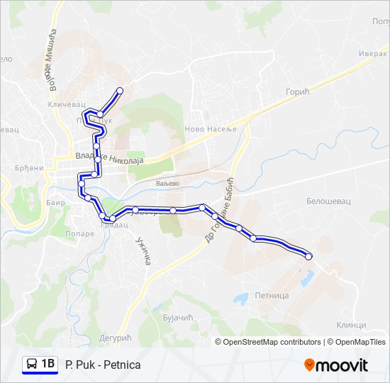 1B bus Line Map