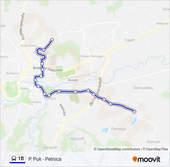 1B Bus Line Map