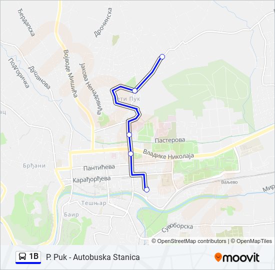 1B bus Line Map