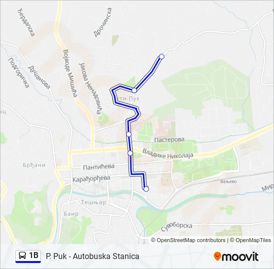 1B Bus Line Map