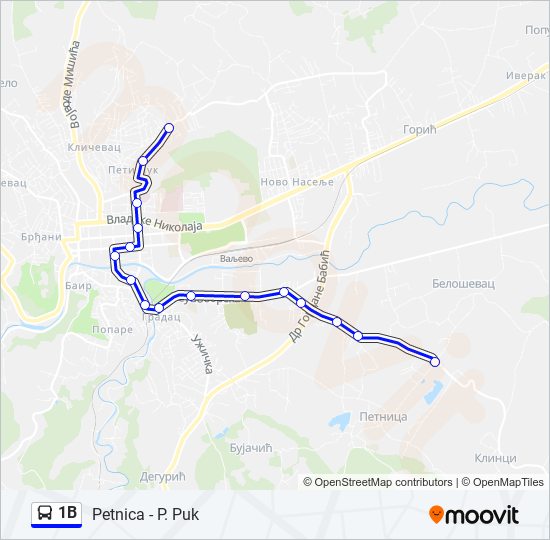 1B bus Line Map