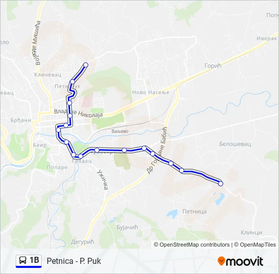 1B Bus Line Map