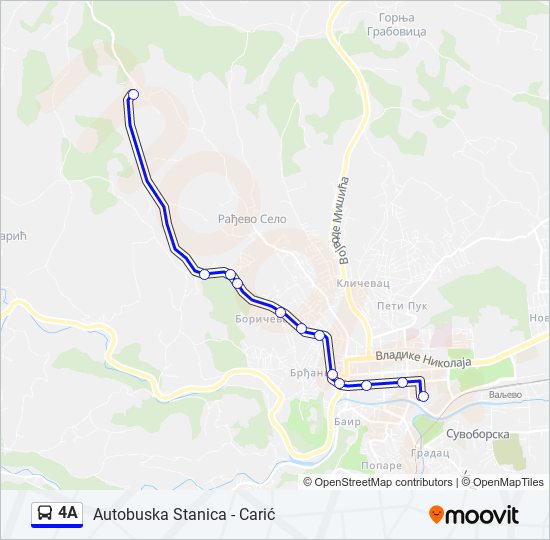 4A autobus mapa linije