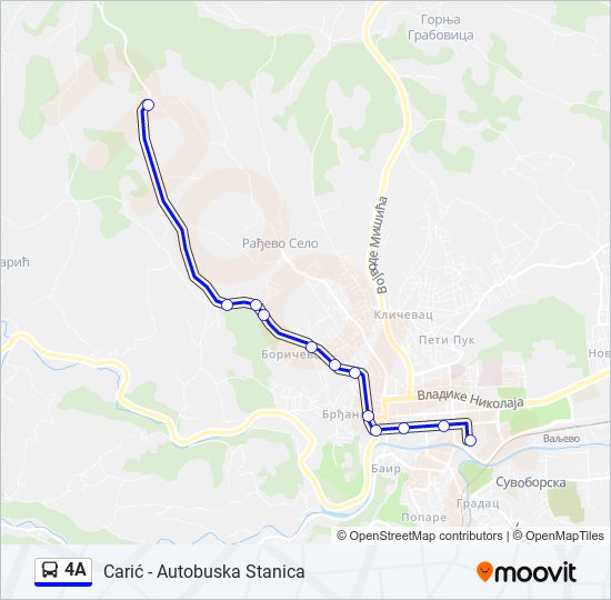 4A autobus mapa linije