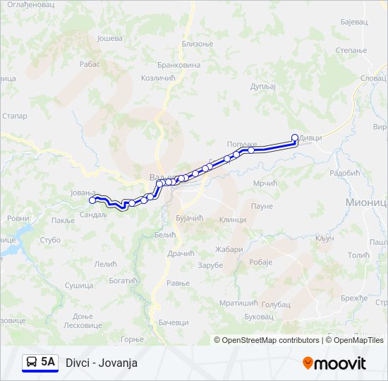 5A autobus mapa linije