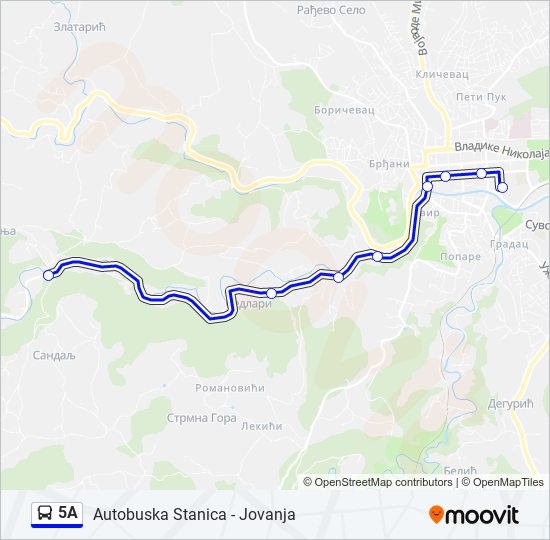 5A autobus mapa linije