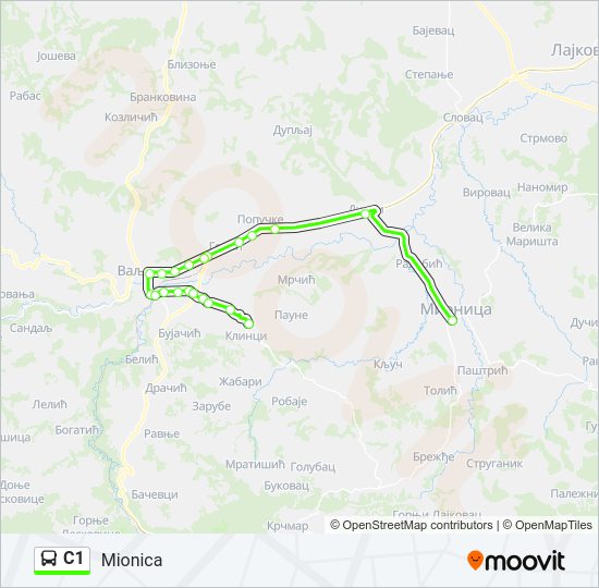 C1 autobus mapa linije